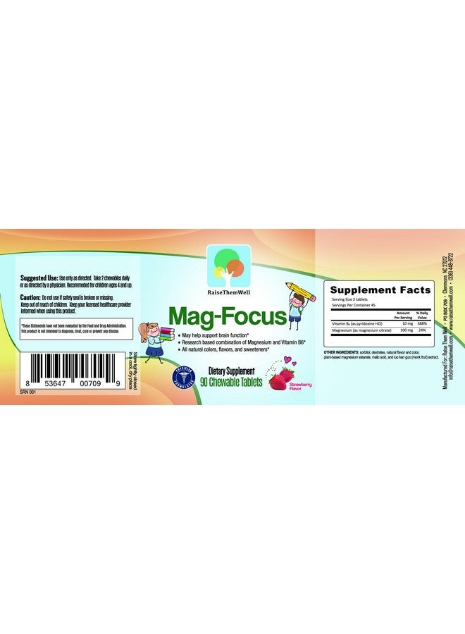 Raise Them Well Magnesium Focus Supplement for Kids | Natural Strawberry Flavored | 90 Chewable Tablets - Image 2