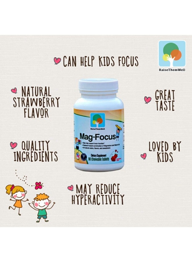 Raise Them Well Magnesium Focus Supplement for Kids | Natural Strawberry Flavored | 90 Chewable Tablets - Image 4