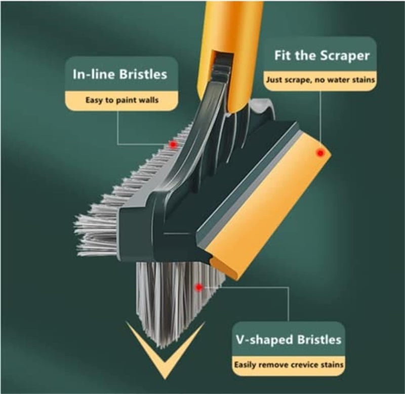 Invite Enterprise Invite 120 Rotate 3 in 1 Bathroom Cleaning Brush with Wiper Tiles Cleaning Brush Come with Long Handle Floor Scrub Brush for Home Kitchen3 in 1 Tile Cleaning Brush - Image 2