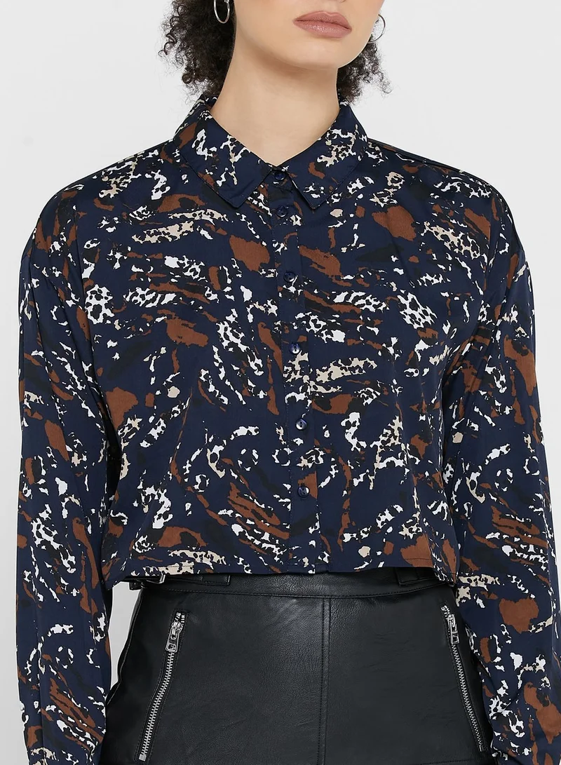 NOISY MAY Printed Crop Shirt