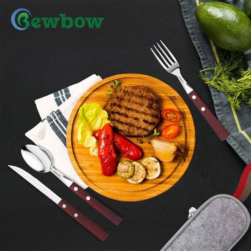 Bewbow PREMIUM QUALITY Stainless Steel travel utensils Set with case, Healthy & Eco-Friendly 3pc Full Size Fork, Spoon, Portable, reusable utensils with case - Image 4