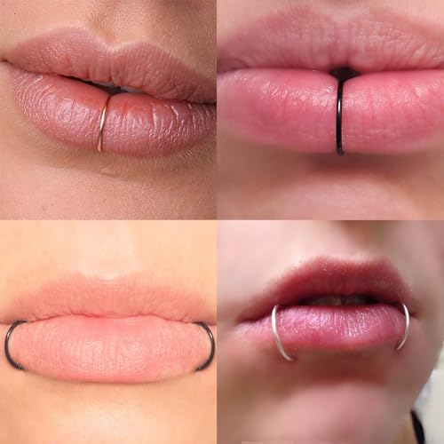 Longita Fake Eyebrow Piercing Fake Lip Labret Studs Stick On Fake Nose Stud Fake Nose Ring Fake Lip Ring Fake Lip Piercing Fake Facial Piercing Adhesive Face Jewelry Non Pierced - Image 5