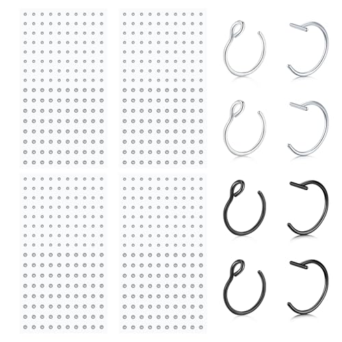 Longita Fake Eyebrow Piercing Fake Lip Labret Studs Stick On Fake Nose Stud Fake Nose Ring Fake Lip Ring Fake Lip Piercing Fake Facial Piercing Adhesive Face Jewelry Non Pierced - Image 1