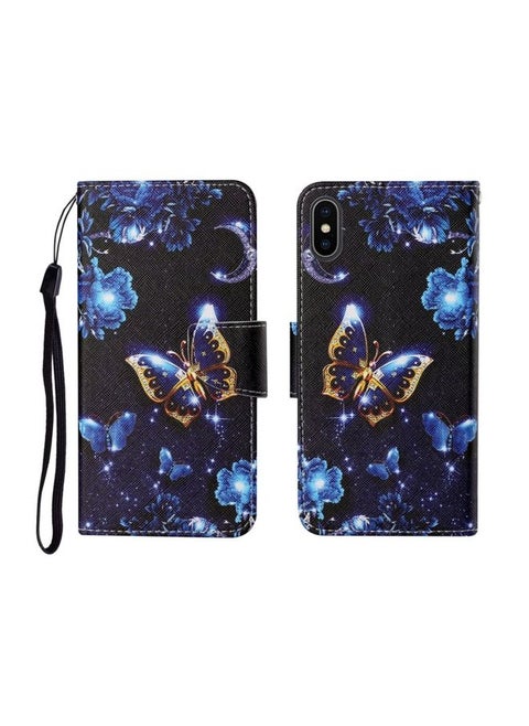 Case Cover For iPhone X Painted Pattern Horizontal Flip Leathe Case Moon Butterfly
