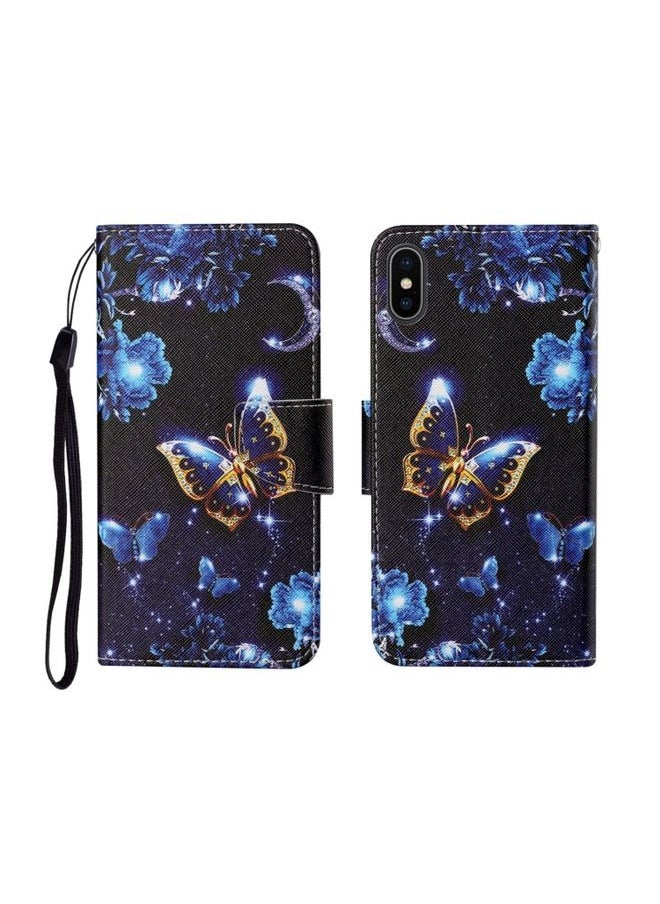 Generic - Case Cover For iPhone X Painted Pattern Horizontal Flip Leathe Case Moon Butterfly - Image 1