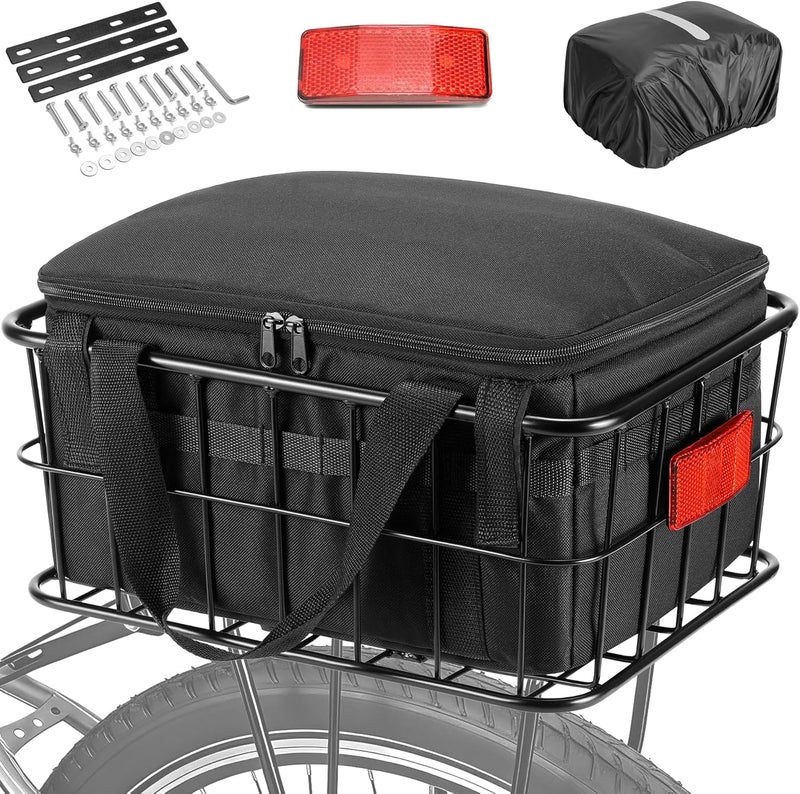 CDYWD Large Bicycle Rack Basket with Removable Liner Bag & Waterproof Cover - Image 1