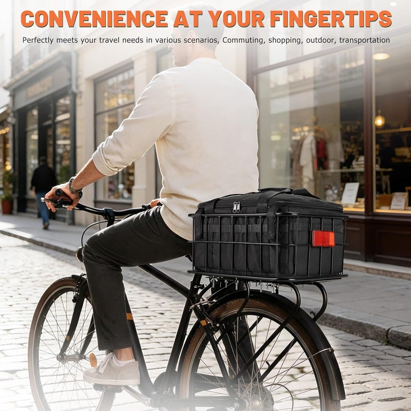 CDYWD Large Bicycle Rack Basket with Removable Liner Bag & Waterproof Cover - Image 3