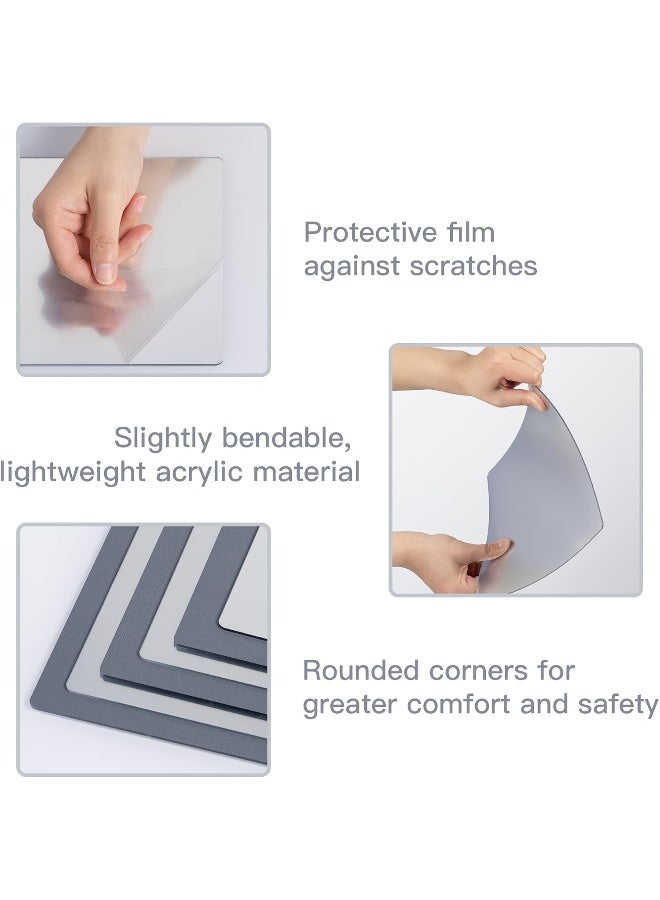 TPGP 4 Pieces Self Adhesive Mirror Tiles 20X20Cm (2Mm Thick), Acrylic Stick On Mirror Stickers, Flexible Tiles For Wall, Bathroom, Bedroom  - Image 3
