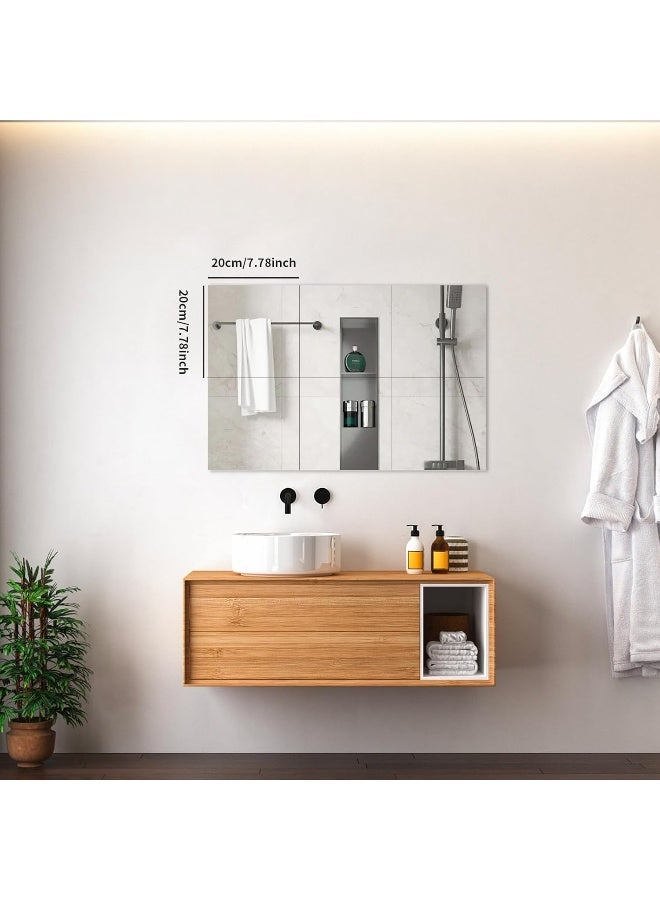 TPGP 4 Pieces Self Adhesive Mirror Tiles 20X20Cm (2Mm Thick), Acrylic Stick On Mirror Stickers, Flexible Tiles For Wall, Bathroom, Bedroom  - Image 5