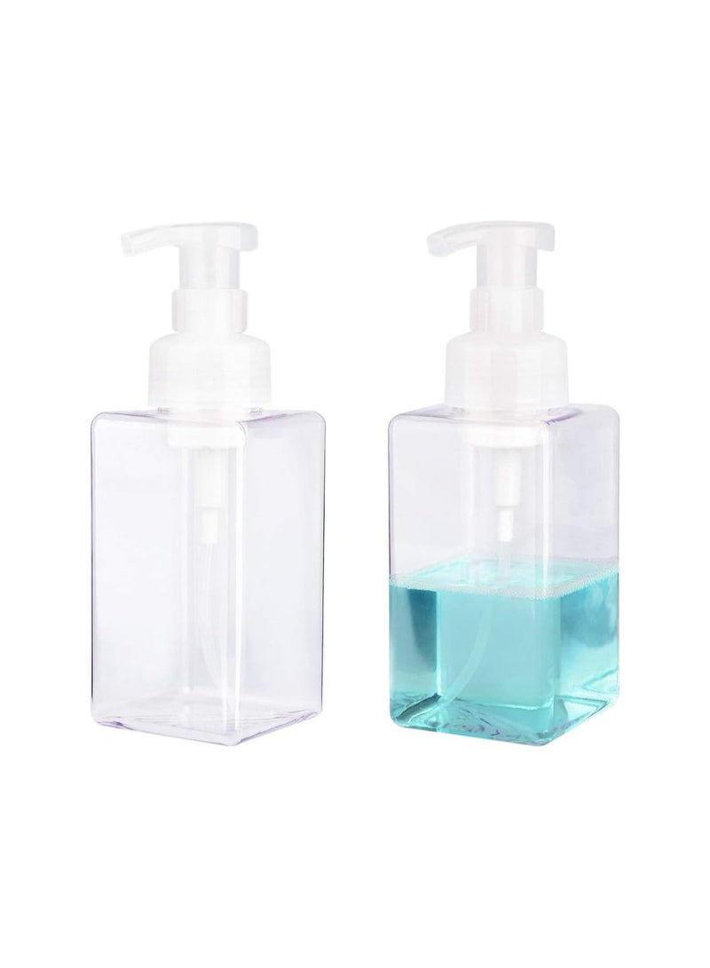 NXT Foaming Soap Dispenser, 450ml (15oz) Refillable Pump Bottle for Liquid Soap, Shampoo, Body Wash (2 Pcs) (Clear) - Image 1