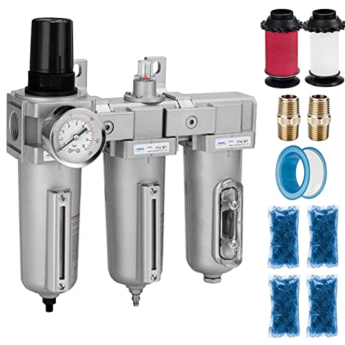 NANPU 1/2" NPT Industrial Grade 3 Stage Air Drying System - Particulate Filter, Coalescing Filter, Desiccant Dryer & Air Regulator, Metal Bowl, Auto Drain, Suitable for Paint Spray＆ Plasma Cutter - Image 1