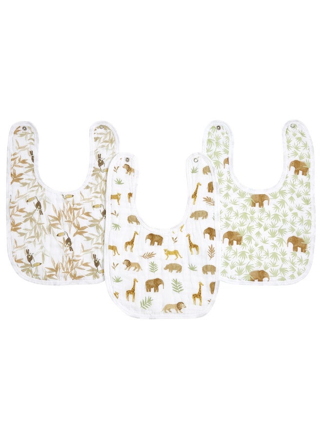 aden + anais Cotton Muslin Baby Snap Bibs  Tanzania  Pack of 3 - Image 1