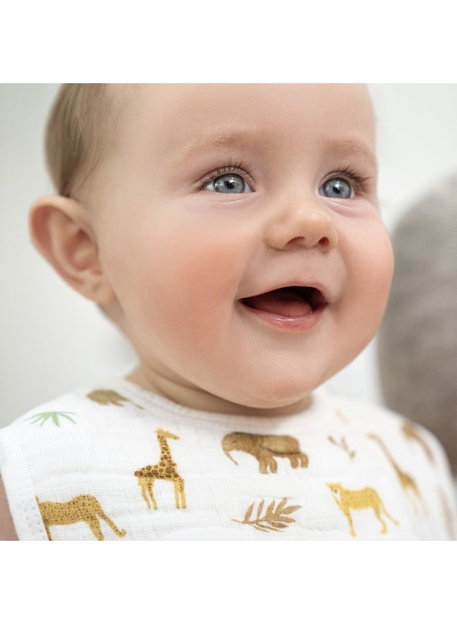 aden + anais Cotton Muslin Baby Snap Bibs  Tanzania  Pack of 3 - Image 2