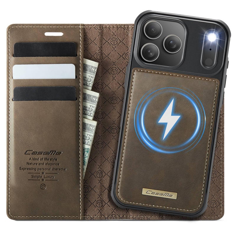 Drop Protection iPhone 15 TPU Magnetic for 15 Plus 15 Pro 15 Pro Max with Kickstand in Coffee Brown for Home Office - Image 1