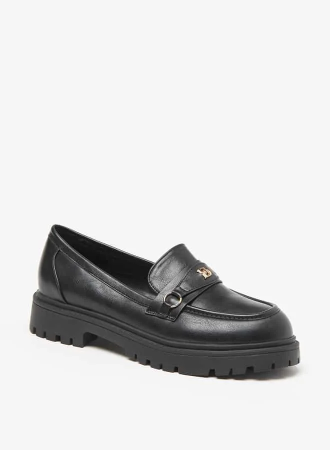 فلورا بيلا من شو إكسبرس Women Monogram Print Slip-On Chunky Loafers with Metallic Accent