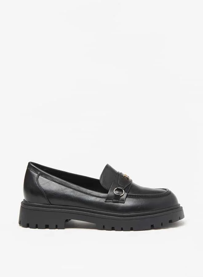 فلورا بيلا من شو إكسبرس Women Monogram Print Slip-On Chunky Loafers with Metallic Accent