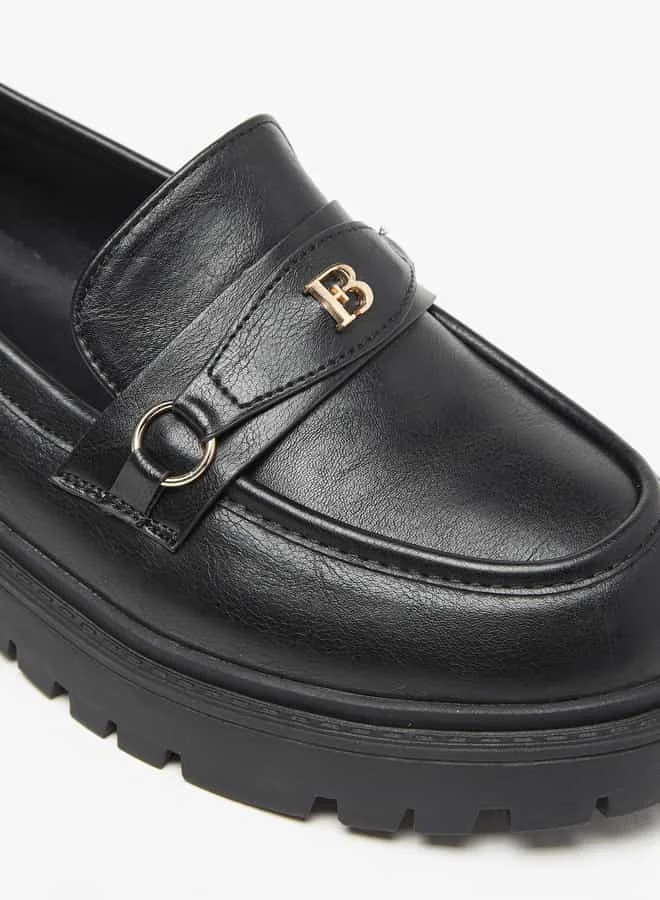 فلورا بيلا من شو إكسبرس Women Monogram Print Slip-On Chunky Loafers with Metallic Accent