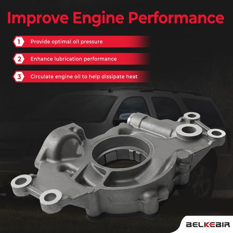 BELKEBIR M295HV High Volume Oil Pump kit Compatible with 1998-2020 Chevy Silverado Suburban Avalanche Trailblazer Express GMC Sierra Yukon Cadillac Escalade CTS Hummer H2 H3 4.8L 5.3L 6.0L Replace 12696357 - Image 4