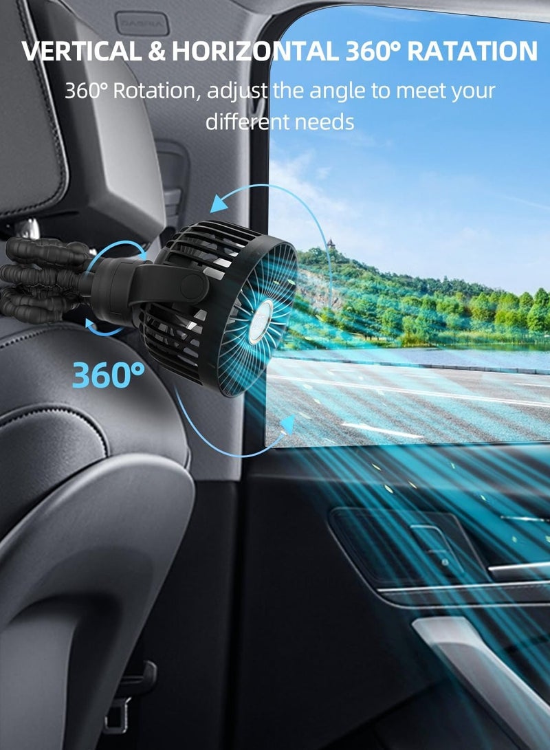 general Stroller Fan, LED Light Portable Fan, 2000mAh Battery Operated Small Clip on Fan, 4 Speed Rechargeable Mini Personal Fan Cooling Travel Fan For Car Seat Crib Treadmill (Black) - Image 4