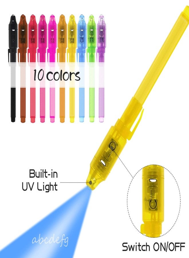 EODVICS 10 Pack Invisible Ink Pens with UV Light, Magic Spy Pen for Secret Messages, Birthday Party Halloween Goodie Bags Toys Gifts for Kids Ages 3+ - Image 2