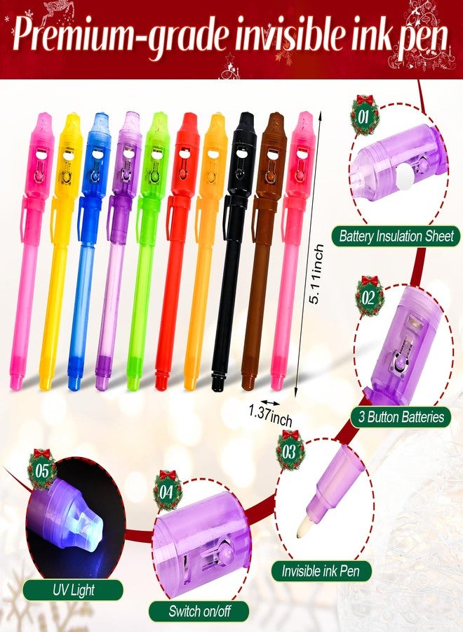 EODVICS 10 Pack Invisible Ink Pens with UV Light, Magic Spy Pen for Secret Messages, Birthday Party Halloween Goodie Bags Toys Gifts for Kids Ages 3+ - Image 3