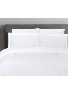 AKD Hotel Neferin Striped Comforter Set 7-Piece Twin Size Bed Damask Pattern With Removable Covers And Microfiber Replacement Filling, French Oak  - Image 2