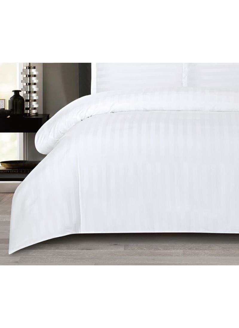 AKD Hotel Neferin Striped Comforter Set 7-Piece Twin Size Bed Damask Pattern With Removable Covers And Microfiber Replacement Filling, French Oak  - Image 3