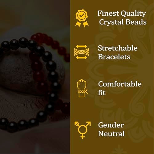 GEMSMANTRA Natural Carnelian & Hematite Stretchable Combo Crystal Bracelet | Lab Certified 8mm Round Cut Beads | Unisex Healing Bracelet for Men & Women | Boosts Energy, Confidence & Grounding - Image 5
