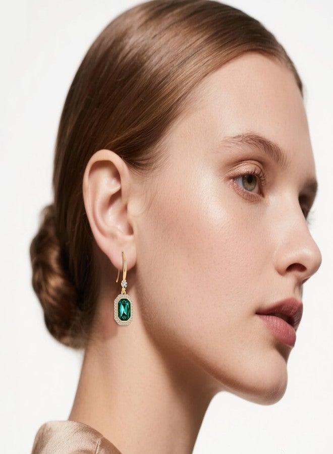 إيفيفك أقراط متدلية ثمانية الأضلاع مرصعة بكريستال نمساوي للنساء، مطلية بالذهب الوردي عيار 14 قيراط، مجوهرات مضادة للحساسية - Image 2