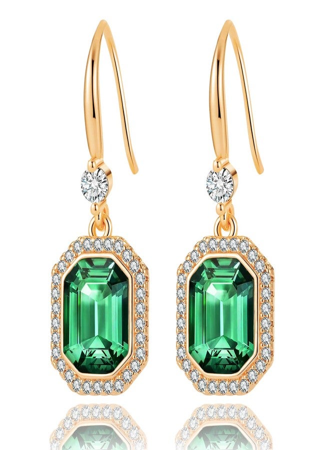 إيفيفك أقراط متدلية ثمانية الأضلاع مرصعة بكريستال نمساوي للنساء، مطلية بالذهب الوردي عيار 14 قيراط، مجوهرات مضادة للحساسية - Image 1