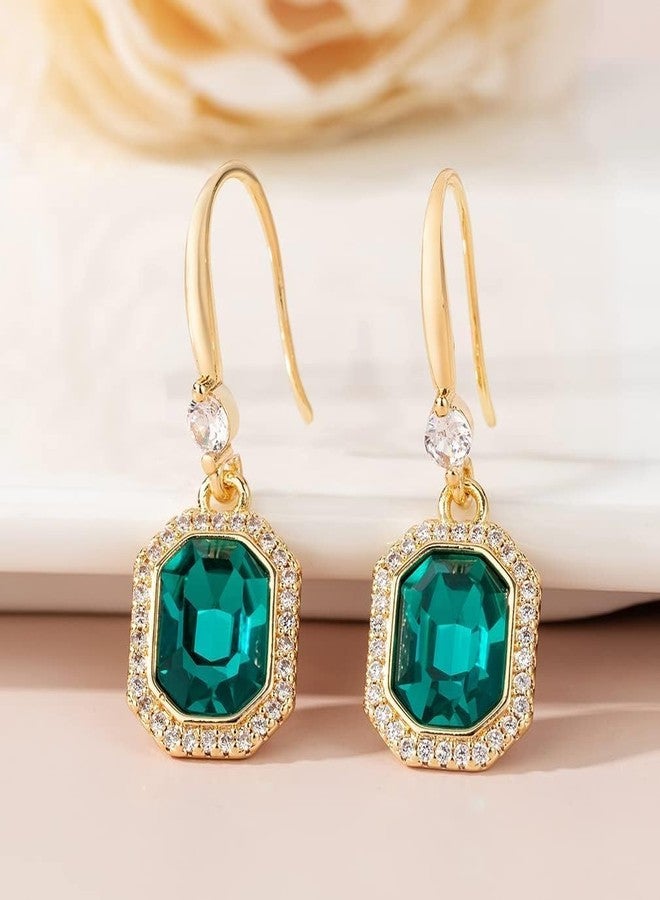 إيفيفك أقراط متدلية ثمانية الأضلاع مرصعة بكريستال نمساوي للنساء، مطلية بالذهب الوردي عيار 14 قيراط، مجوهرات مضادة للحساسية - Image 5