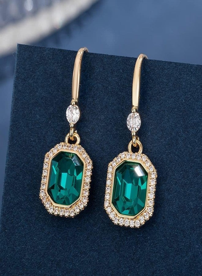 إيفيفك أقراط متدلية ثمانية الأضلاع مرصعة بكريستال نمساوي للنساء، مطلية بالذهب الوردي عيار 14 قيراط، مجوهرات مضادة للحساسية - Image 3