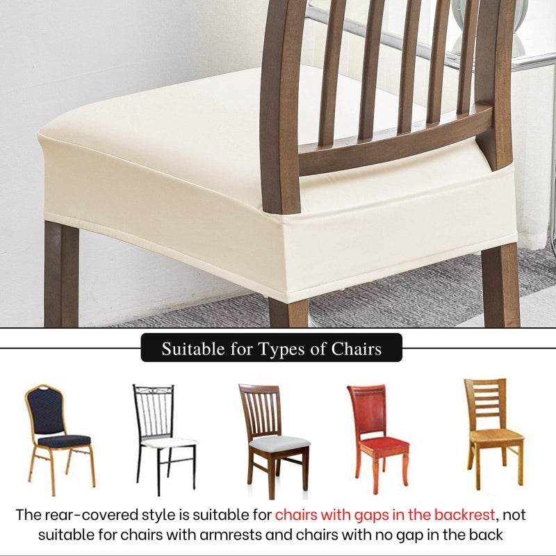 NILUOH Waterproof Seat Covers for Dining Room Chairs Set of 4, Polyester, Spandex, PU Chair Seat Slipcovers Dining Chair Cover Removable Washable Chair Protctor Cover No Rear Covers - Image 4