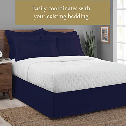Levinsohn Luxury Hotel Tailored Bed Skirt, Box Pleats, 14 Inch Drop, Full, Navy - Image 3