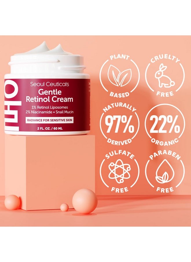 seoulceuticals - SeoulCeuticals 1% Korean Retinol Night Cream - 97.5% Snail Mucin + 2% Niacinamide Moisturizer for Face - Gentle K Beauty for Sensitive Skin 2oz - Image 1