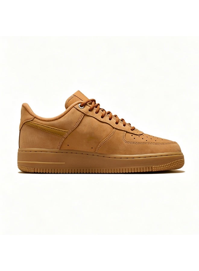 Unisex Wheat Color Suede Low Top Skate Shoes, Thick Anti-Abrasion Rubber Sole Casual Walking Sports Sneakers for Couples - Image 3