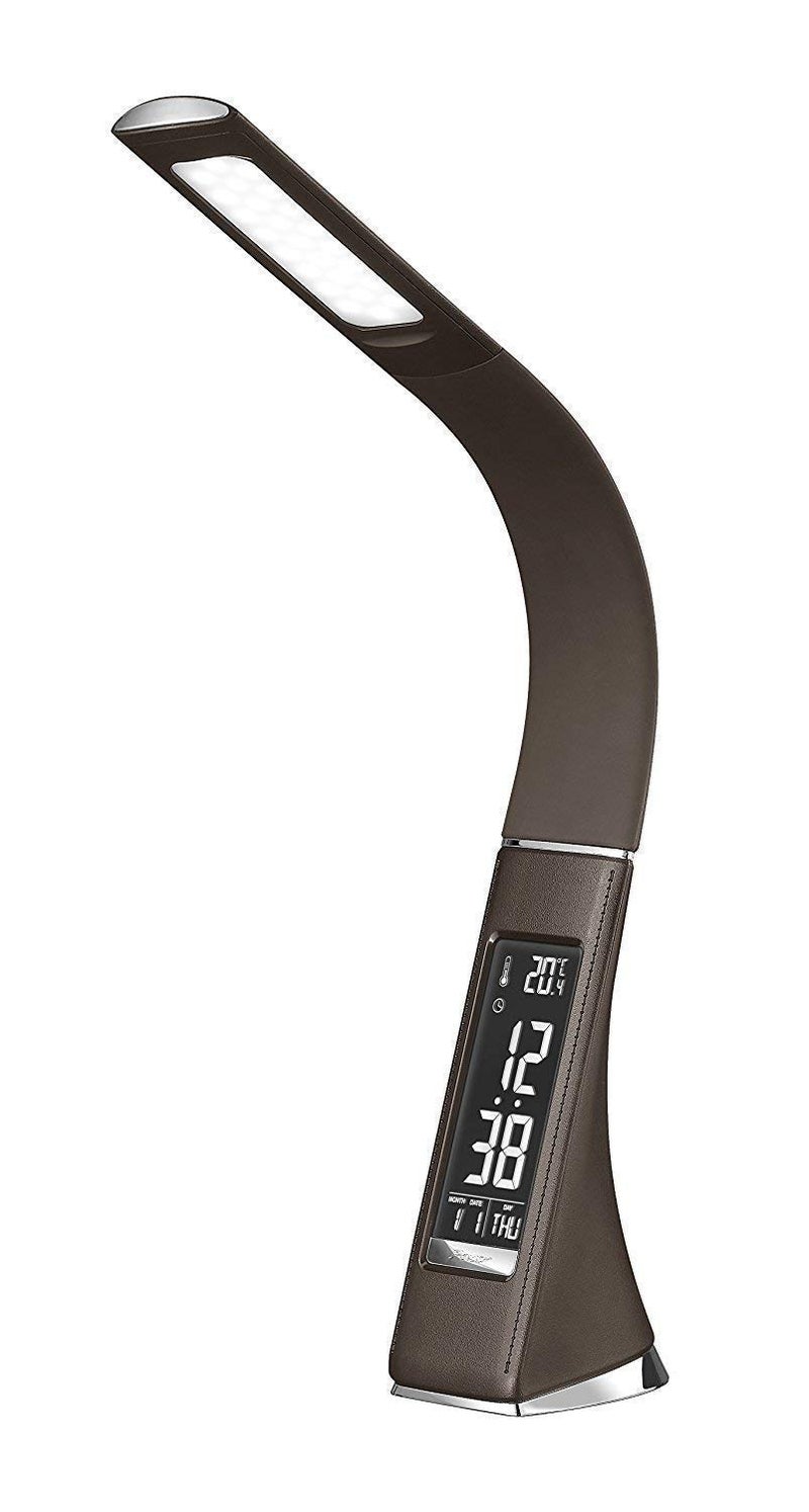 AAGNA Portable Business Desk Light EyeCaring Table Lamp Office Study Desk Table with Children Eye Protection Switch Calendar Thermometer Time Alarm Clock Touch Control USB Touch Switch - Image 3