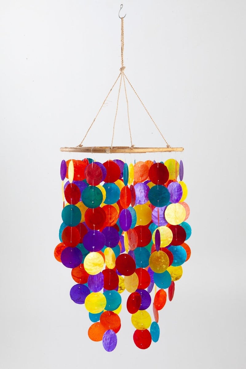 Dünyadan Hediyeler Gifts from the World Capiz Chandelier 3 Rows Mother of Pearl Color Natural  - Image 1
