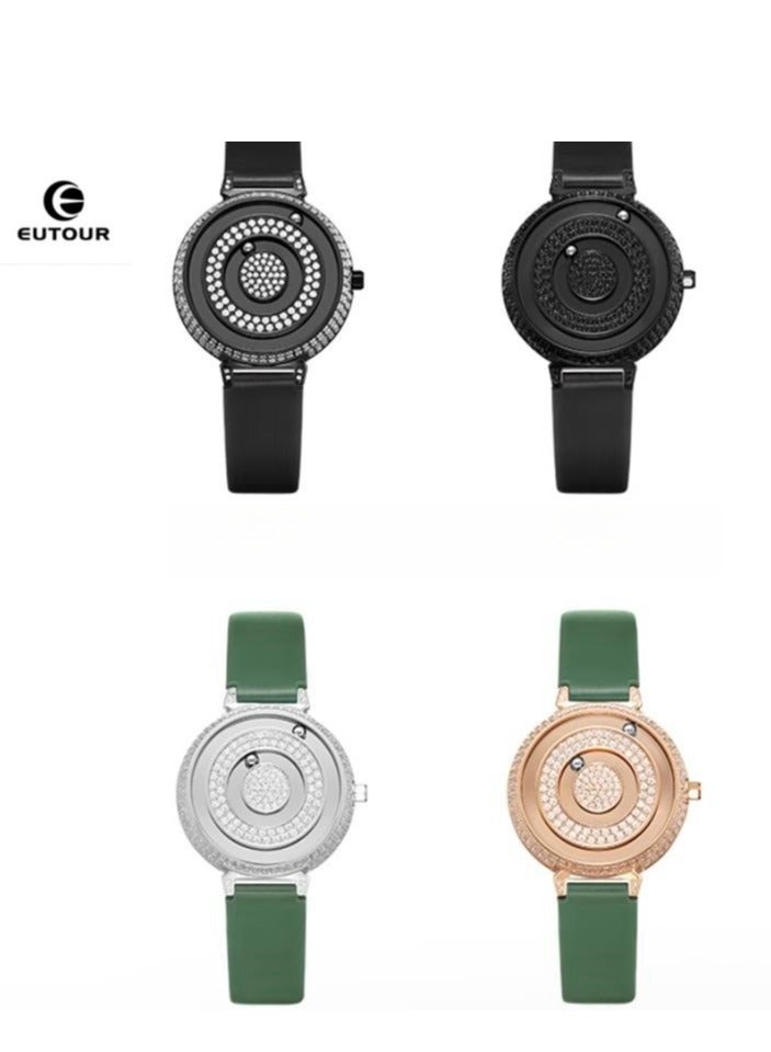 EUTOUR ساعة كوارتز مبتكرة وشخصية بدون مؤشر مع خرز مغناطيسي - Image 4