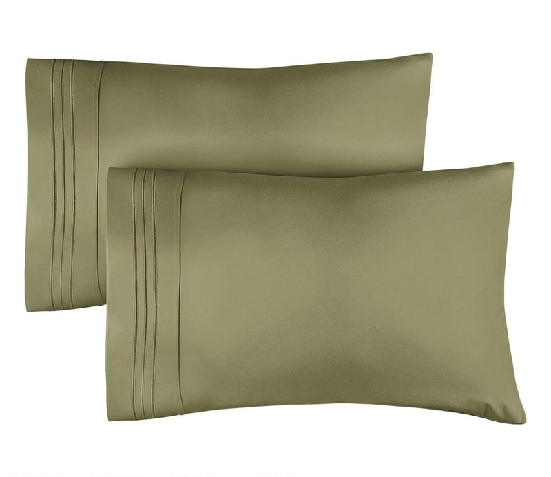 CGK Unlimited King Pillow Cases (Set of 2) - Extra Soft  Hotel Quality Pillowcase Covers- Comfy Bedding for All- Machine Washable Pillow Protectors- 2 Piece- Sage Green