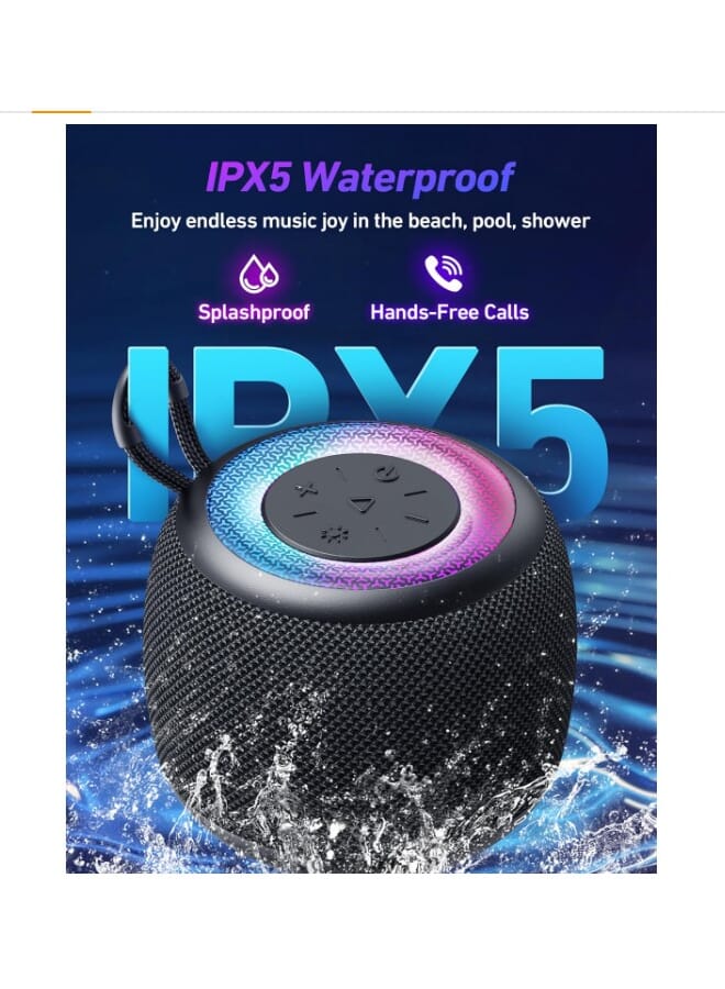 كولير مكبر صوت بلوتوث محمول مع جهير محسن، بلوتوث 5.3، أضواء RGB، صوت ستيريو، IPX5 مقاوم للماء، صغير الحجم وخفيف الوزن - Image 2