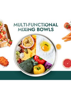 Enther Enther Mixing Bowls - Set of 3 Stainless Steel Mixing Bowls with 304 Stainless Steel - Heavy Duty, Easy To Clean, Nesting Bowls Space Saving Storage, Great for Cooking, Baking, Salad,Silver  - Image 2