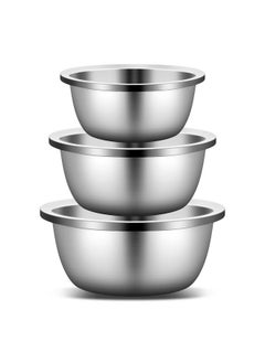 Enther Enther Mixing Bowls - Set of 3 Stainless Steel Mixing Bowls with 304 Stainless Steel - Heavy Duty, Easy To Clean, Nesting Bowls Space Saving Storage, Great for Cooking, Baking, Salad,Silver  - Image 1