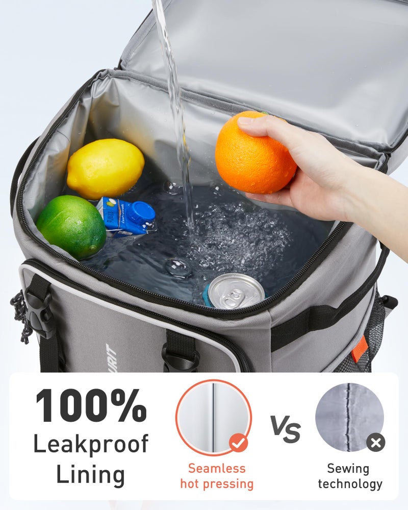 TOURIT 50-Can Rolling Backpack, Double Deck & Dual-Bar Handle Travel Soft Cooler Bag with Wheels, 30L Space Beach Cooler Size 18"(15"+3")Ã—13"Ã—11" - Image 4