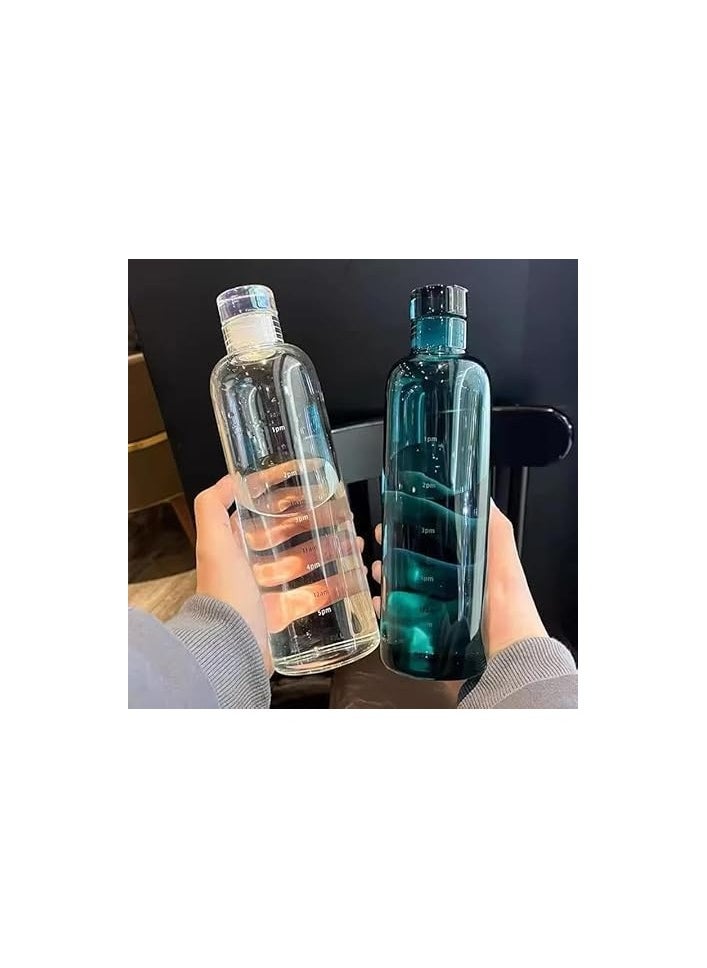 QSHOP - 500ml Water Bottle with Time Marker Reusable Plastic Drinking Bottle for Outdoor Sports - Image 1