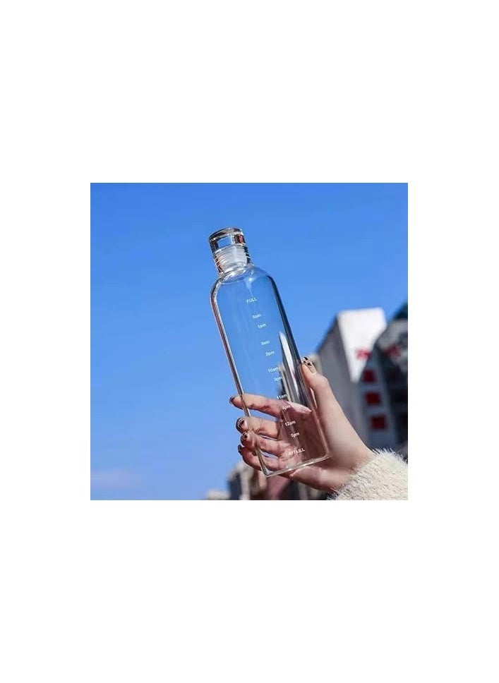 QSHOP - 500ml Water Bottle with Time Marker Reusable Plastic Drinking Bottle for Outdoor Sports - Image 1