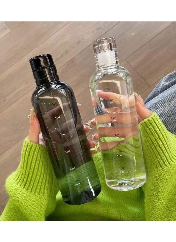 QSHOP - 500ml Water Bottle with Time Marker Reusable Plastic Drinking Bottle for Outdoor Sports - Image 1