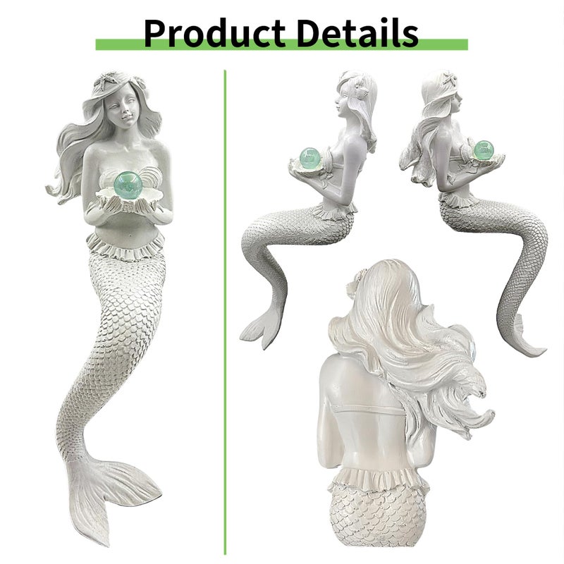 Teaeeno Unique Mermaid Fish Tank Decorations, Mermaid Statue Decor House Ornament Kit, Aquarium Decor, Charming Mermaid Decor Statue, Resin Aquarium DÃ©cor Thematic Ornaments (White) - Image 5