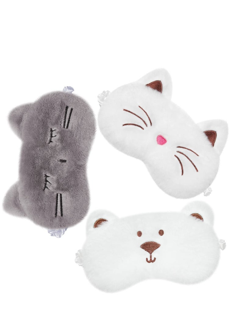 SYOSI 3 Pack Sleeping Eye Mask, Animal Design Soft Masks, Soft Funny Eye Blindfold, Adjustable and Elastic Eye Mask, Suitable for Women Men Kids  - Image 1