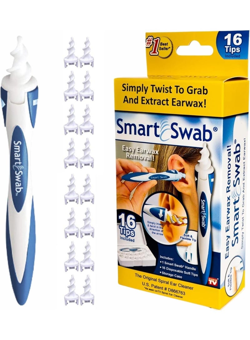 سمارت سواب اداة تنظيف الاذن مزيل شمع الحلزوني 16 طرف ناعم قابل للاستبدال امنة للاستخدام مجموعة ازالة قابلة لاعادة الاستخدام بدون الم لطيف للاذن - Image 1